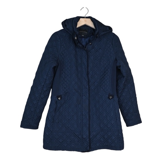 Weatherproof Women's M Navy Blue Quilted Hooded Jacket - Picture 1 of 9